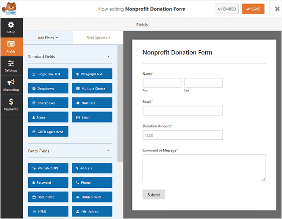 Donation form - Create donation form