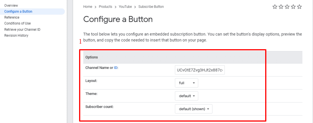 Subscribe Button- Configure a Button     