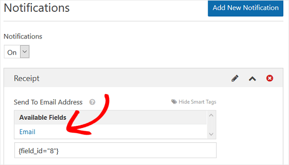 order form - Add new notification