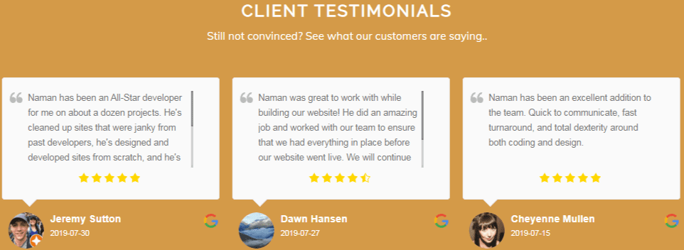 marketing agency - Client testimonials