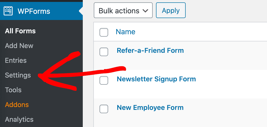 salesforce wordpress - Settings