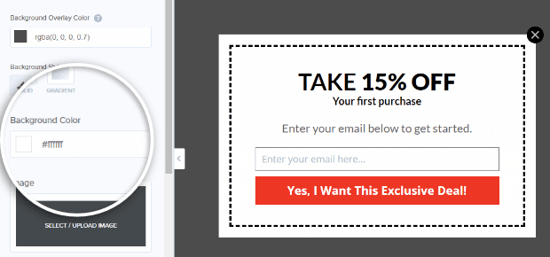 Popup sales-coupon background color