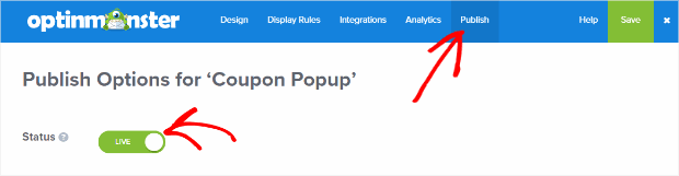 Popup sales-coupon publish