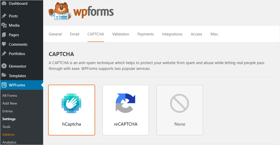  WPforms captcha-wpforms captcha settings