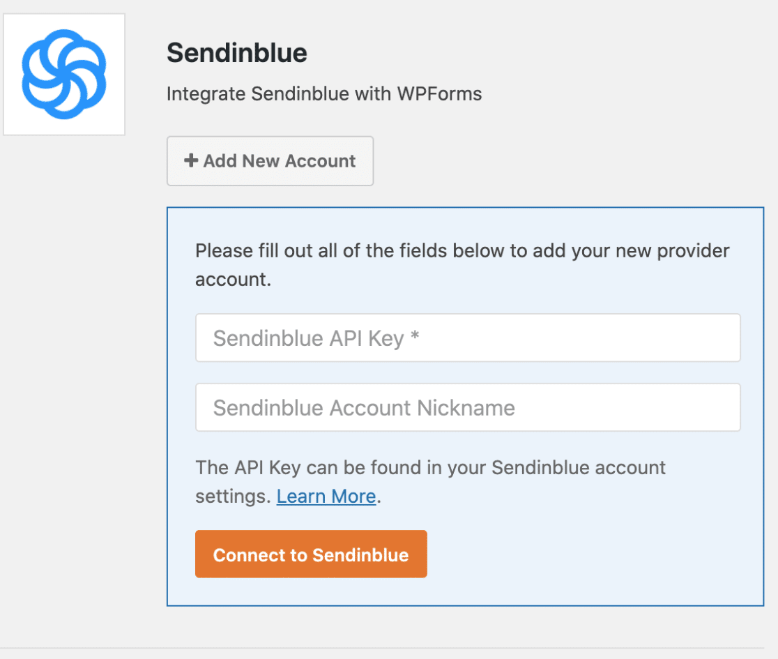 Add new account- sendinblue email marketing