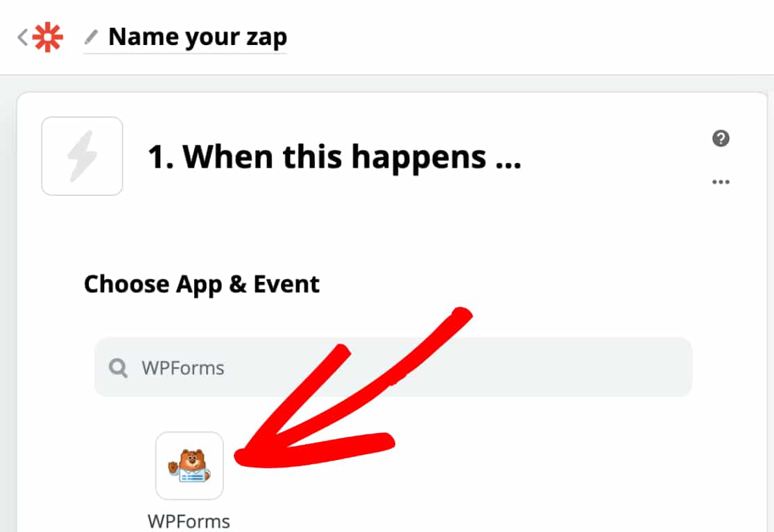 Choose App & Event - zapier api
