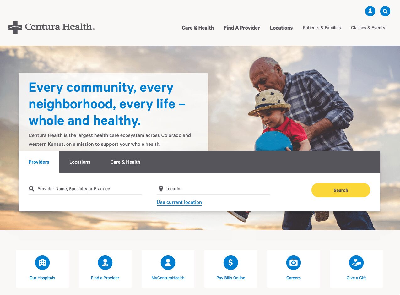 Centura Health-healthcare website design