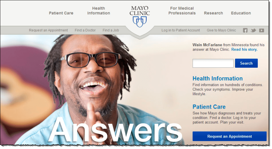 Mayo Clinic-healthcare website design